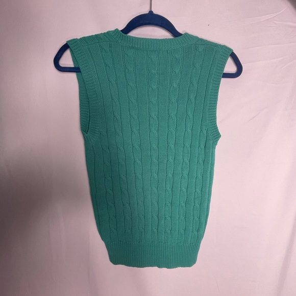 Vintage 80s light blue cable knit cropped 1980s V neck sweater vest Size M - Picture 10 of 11